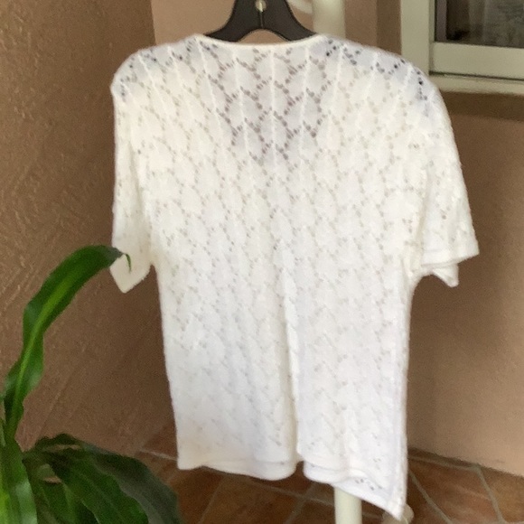 Sweater w matching under sheer crocheted look white size Med versatile light - Picture 2 of 7